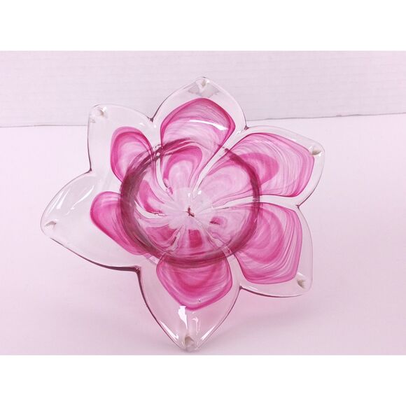 Murano Lavorazione Vintage Art Glass Pink Tulip Petal Vase / Candle Holder - Picture 3 of 10